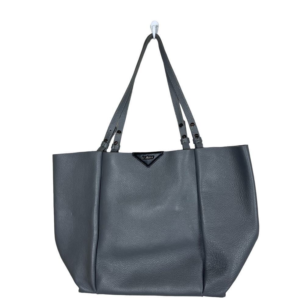 Botkier Gray Leather Tote Bag Magnet Closure‎ Gray/Gunmetal